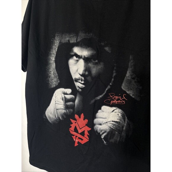 XL Manny Pacquiao Black Graphic Team Pacquiao Blue House T-Shirt Boxing - Picture 2 of 6